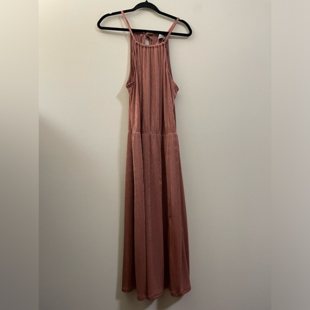 NWT ASOS Halter Deep Rose Sheen Midi Dress -‎ 12